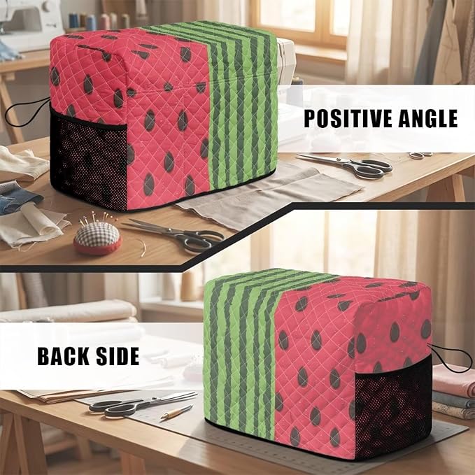 Sewing Machine Cover Polyester Febric Watermelon Fruit Stripe | Dust Pet Hair Protection,Quilting Design,Fits Standard Singer,Brother Janome Machines,Protecting Decorating Your Sewing Space