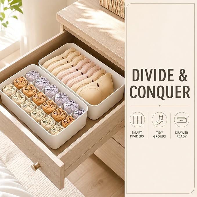 Home Drawer Organization Box, Stackable Drawer Divider for Underwear and Socks, for Clothing