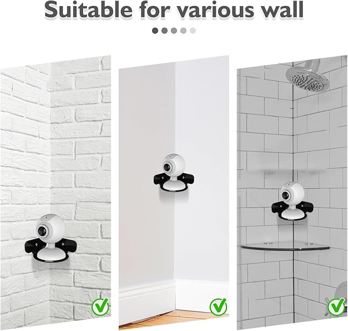 COHEALI 2pcs Security Camera Wall Mount Brackets with Mini Circular Corner Shelf for Home Surveillance and Router Storage, Black Acrylic Wall Holder for Monitors and Speakers