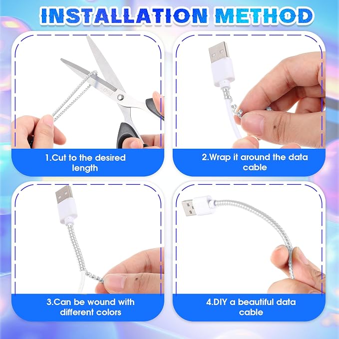 Frienda 10 Pcs Cord Protectors from Pets No Chew Spiral Cable Protector 43.3'' Phone Charger Cover Data Cable Protective Sleeve Chew Proof USB Wire Cover Stylish for Cat Dog Rabbit (Flash White)