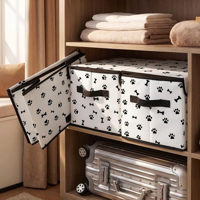 Stackable Storage Bins with Lids,Closet Organizers Fabric Box for Home and Office,Blanket Clothes Organizers,Under Bed Storage Containers 3 Pack