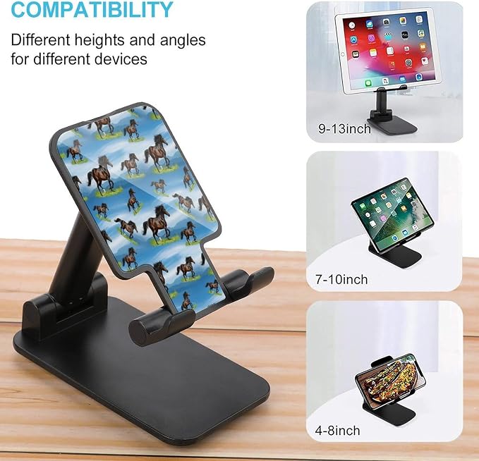 Portable Cool Black Horse Animal Print Phone Holder with Non Slip Base