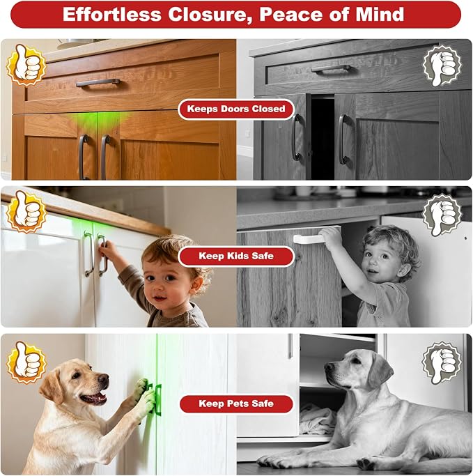 Cabinet Magnetic Catch 6 Pack Ultra Thin Cabinet Door Magnetic Catch for Drawer Magnet Adhesive Cabinet Latch Magnetic Closures for Sliding Door Closure Kitchen Closet Closer