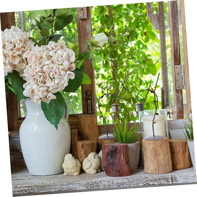 Micro Landscape Iron Wrought Bird Hut with Hanging Hook Retro Rust Desktop Stand for Miniature Decor for Home Garden and Candle Display Light Grey