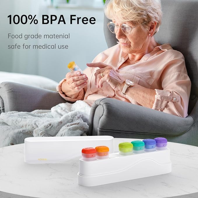 KOVIUU Weekly Pill Organizer 1 Time a Day, Detachable Pill Box 7 Day, White | Travel Pill Case | Once Daily Medication Dispenser | Week Pill Holder Container for Vitamin, Medicine, Supplement | BPA-Free