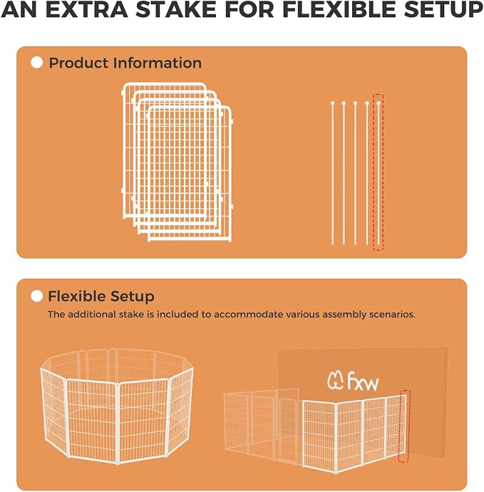 FXW Homeplus Indoor Dog Playpen, 45" H, 4 Panels, for Large Dogs | Stress-free play, Heavy-duty, Semi-open design, Easy setup, Threshold-free gate, Expandable, Patented