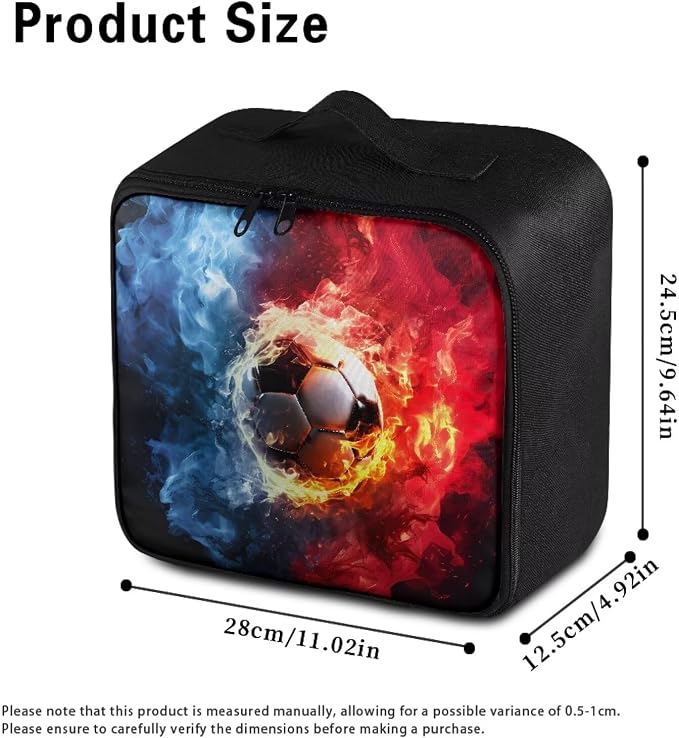 Empty First Aid Kit Soccer Flame Large Capacity First Responder Bag for Family Camping Trips and Car Safety Storage Includes Water-Resistant Lining Soft Interior Washable Exterior