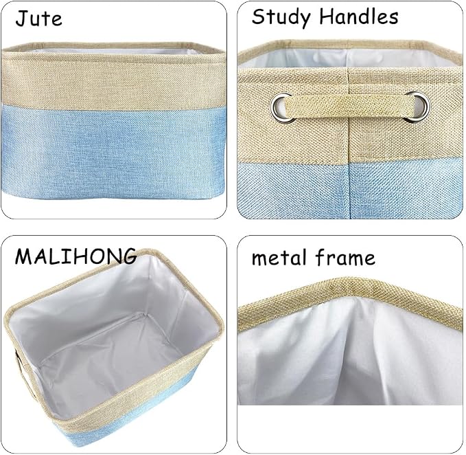 Custom Fabric Dog Toy Storage Basket with Funny Dog Dachshund Collapsible Sturdy Fabric Pet Toys Storage Bin Cube with Handles for Organizing, Blue amd White
