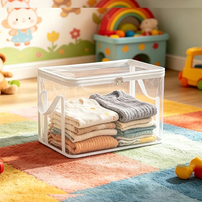 Stuffed Toy Storage Box 2-Pieces Transparent Plush Dolls Organizer | Doll Storage Container for Living Room, Bedroom, Home, Farmhouse, Apartment, Study Room, Balcony, Dormitory