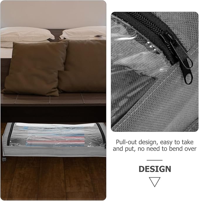 Gatuida Bed Storage Drawers with Wheels Rolling Clothes Shoe Organizer Cart with Lid Grey Metal Frame Storage Rack for Bedroom Pet Books