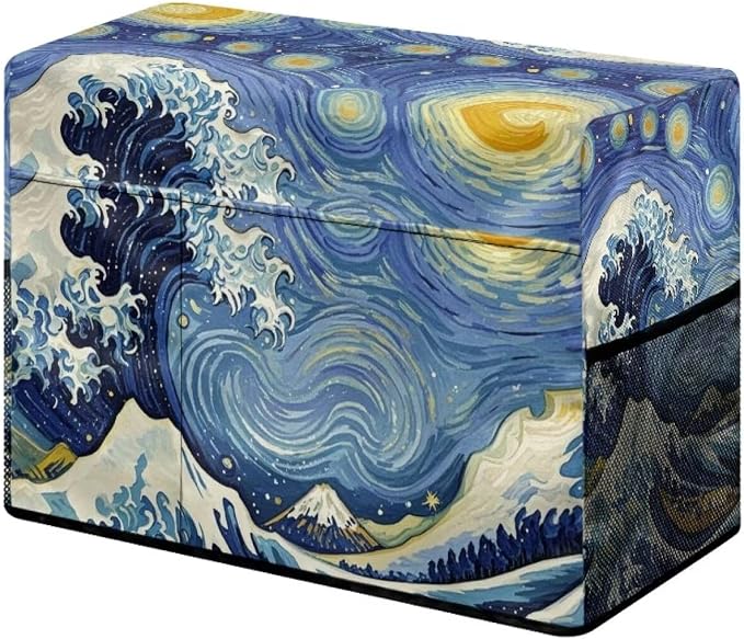 Customized The Great Wave Sewing Machine Cover - Inspired by V-Gogh's Starry Night, Fits Standard Singer, Brother and Janome Machines, Protecting & Decorating Your Sewing Space (Blue)
