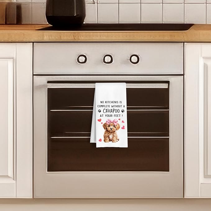 Funny Cavapoo Kitchen Towels, A Kitchen is Not Complete Without A Cavapoo Dish Towel for Home Bathroom Decor, Dog Lovers Gift, 16×24 Inch