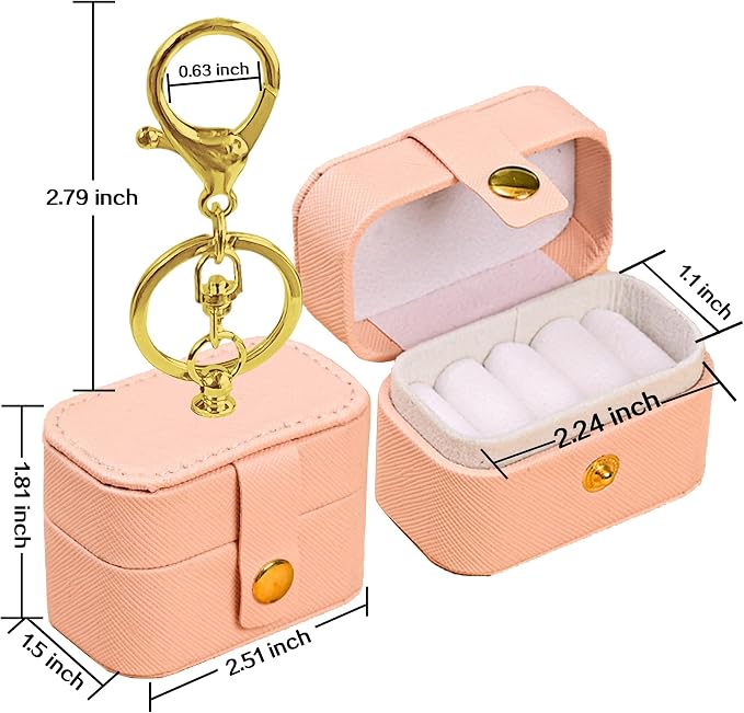 Ring Bearer Pillows for Dog Collar, PU Leather Wedding Ring Pillow Box for Pet, Mini Ring Holder Pouch Box, Earrings Storage Box for Proposal Engagement Wedding Ceremony Party (Peach Pink)