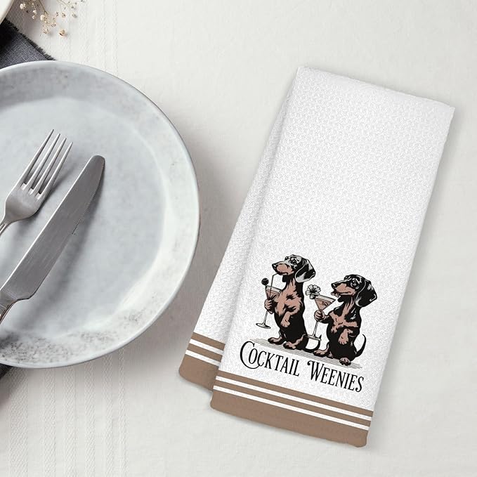 Dachshund Cocktail Bar Kitchen Towels, Dog Mom Gifts for Women, Dachshund Cocktail Gifts for Women Dish Tea Towels, Weiner Dog Gift Decorative Hand Towels for Kitchen Decor