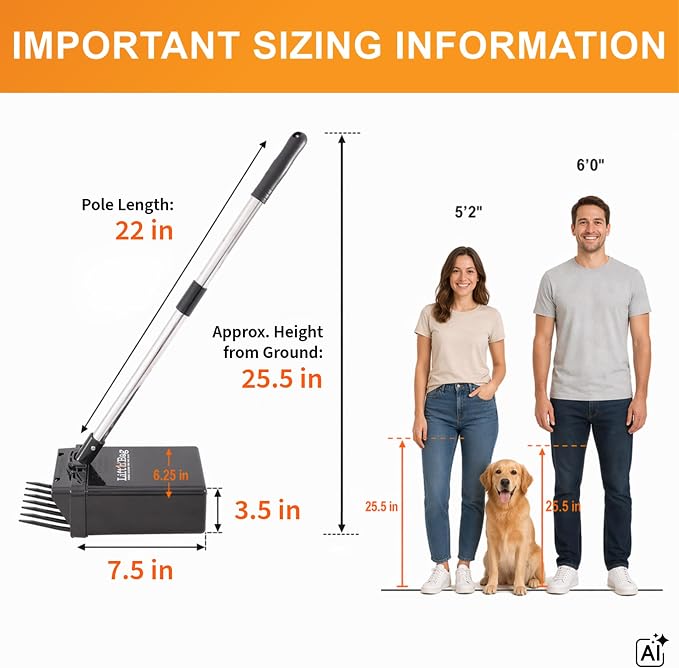 Neater Pet Brands Lift N’ Bag 2.0 Dog Pooper Scooper with Bag Attachment & 22" Pole for Small to Large Dogs, New & Improved Design, 15 Refill Bags, Heavy Duty Dog Poop Scooper for Yard, One-Hand Use