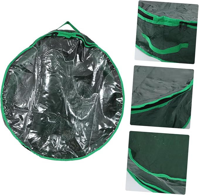 Vaguelly 1pc Christmas Wreath Storage Bag Holder with Clear Window Holiday Storage Container for Wreaths and Decorations and Wear-Resistant Design Easy to Carry