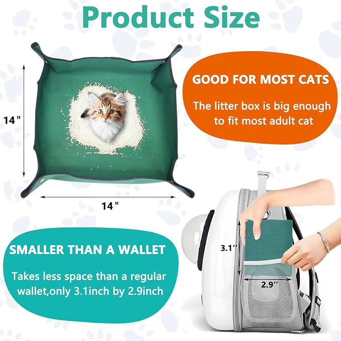 BNOSDM Travel Litter Boxes for Cats Foldable Litterbox Kit Portable Litter Box with Scoop Bowl Waterproof & Non-Stick for Car, Hotels, Outings, Indoors, Temporary Stays