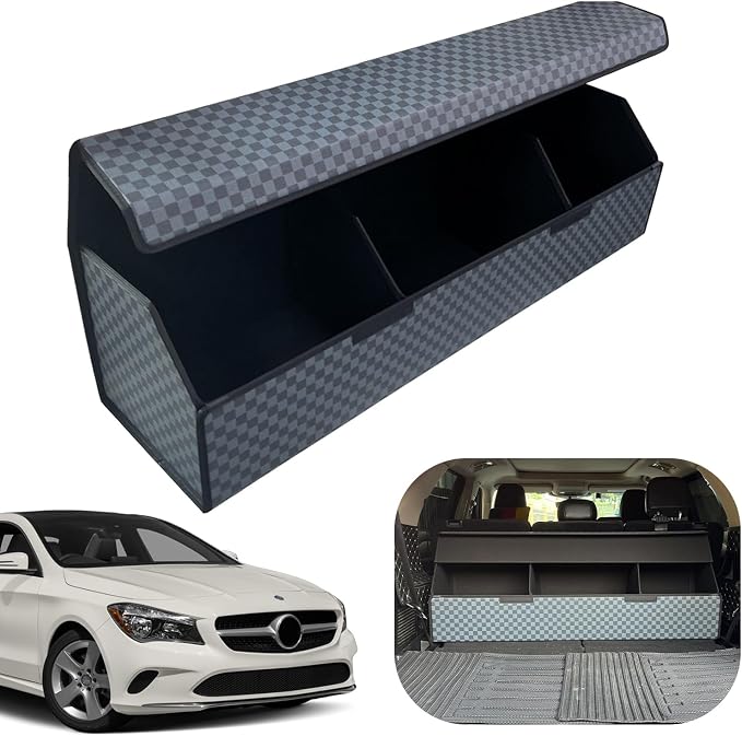 Car Trunk Organizer for For MB CLA - Custom Fit,Large Space Outdoor Trunk Organizer with Leather,Hook and Loop Fastener,4-Layer Cover,For MB CLA 250 2017-2019