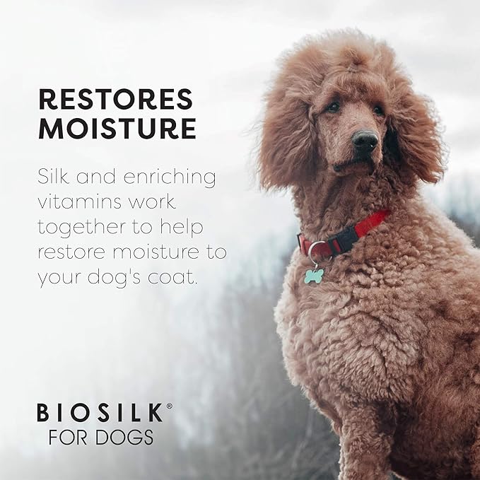 BioSilk for Dogs Silk Therapy Shampoo with Natural Coconut Oil, Moisturizing Dog Shampoo, Sulfate and Paraben Free, pH Balanced Specifically for Dogs, Made in USA, 12 Fl Oz