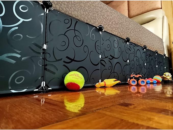 Toy Blocker, Extra Tall Size Gap Bumper for Under Bed, Stop Pets Toys Going Under Bed or Sofa Couch, Easy to Install, 11.8" Height 83" Length,Black