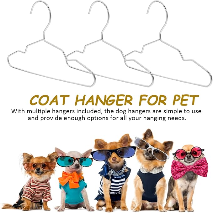 Cabilock 10pcs Pet Hanger Steel Clothing Rack for Dogs Cats Stylish Design for Closet Organization Space Saving Pet Garments Storage