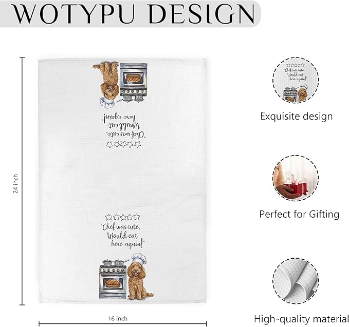 Funny Golden Doodle Chef Gifts Kitchen Towels, Golden Doodle Gifts for Women Men Dish Tea Towels for Kitchen, Dog Lovers Gift Decorative Hand Towel, 16x24 Inch