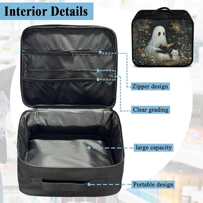 Emergency Kit Bag First Aid Cute Ghost Floral Empty First Aid Bag for Workplace Church and Home Preparedness Built with Abrasion-Resistant Fabric