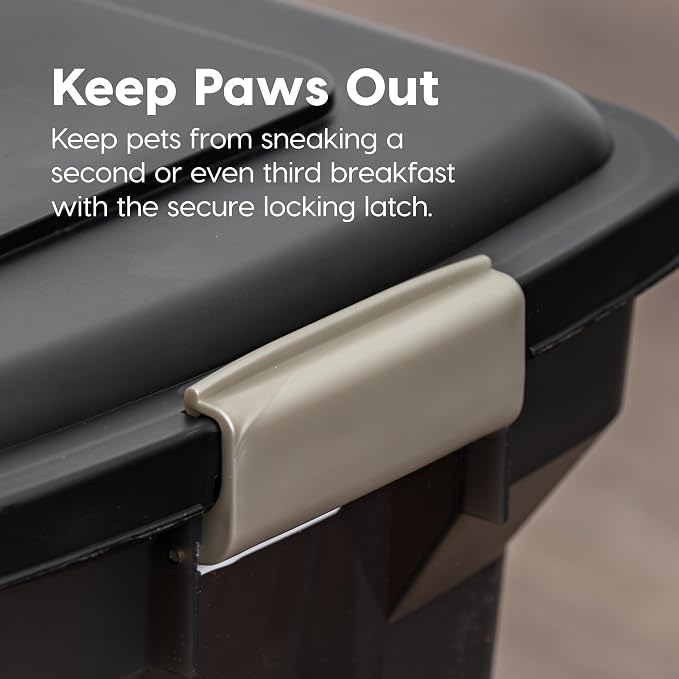 IRIS USA Dog Food Storage Container, Up to 40 lbs, Smoke, Made in USA | Wheels for Mobility, Airtight Seal, BPA-Free, Best for Bird Seed, Cat food, Cat Litter, Chicken Feed, Pellets