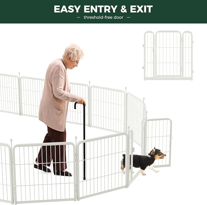 FXW Rollick Dog Playpen, Indoor, Yard & RV Camping, 24" H, 48 Panels | Easy setup, Heavy-duty, DIY layouts, Walk-through gate, for Puppies & Small Dogs, Patented