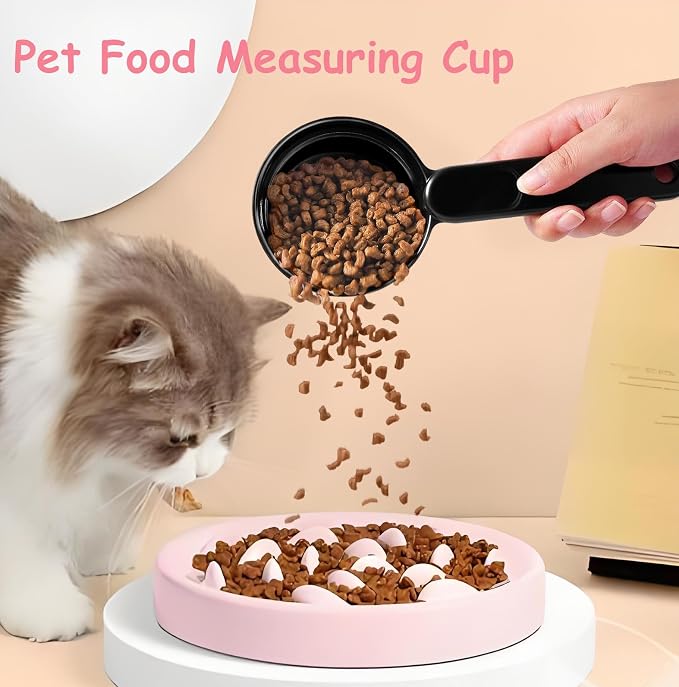 Joyinjojo Dog Food Scoop 1 Cup 1/2 Cup - Melamine Dog Food Measuring Cup, Pet Food Scoop for Dog Cat...Comfortable Long Handle for Easy to Scoop Food, Black 1 Cup