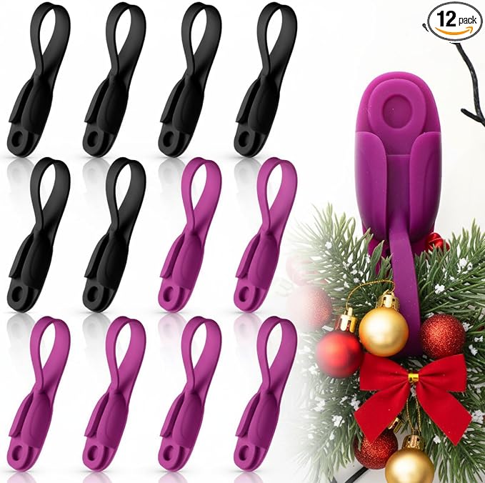 12 Pcs Cord Bundlers Organizer for Appliances, Black,Purple | Self Adhesive Kitchen Sticky Silicone Holder Organizer for Air Fryer, Toaster, Home Decorations Accessories