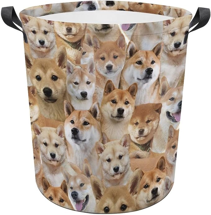 Large Laundry Hamper for Shiba Inu Lover, Cute Shiba Inu Dog Print Laundry Basket, Collapsible Storage Bin, Waterproof Organizer for Bedroom Bathroom, Gifts for Shiba Inu Mom Dog Owner