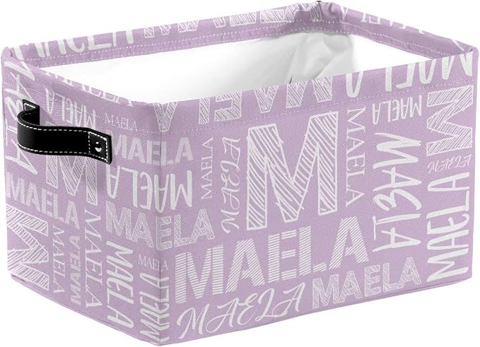 Foldable Personalized Storage Box for Boys Girls with Name Waterproof Kids Custom Storage Bin Baskets Cube Boxes Organizer with Handles for Organizing Shelf Closet, 1 Pack