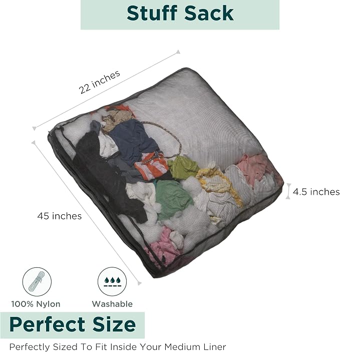 Molly Mutt Dog Bed Stuff Sack, 100% Nylon, Huge, 36"x45"x5" | Zippered Mesh Stuff Bag for Dog, Puppy, or Cat Bed, Durable, Washable, Free of Harmful Chemicals
