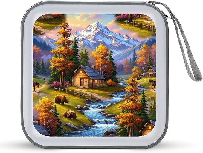 Protective 40-Capacity CD Organizer Bears, Hard Case Storage Binder with Zipper, Portable Wallet for Car Home Office