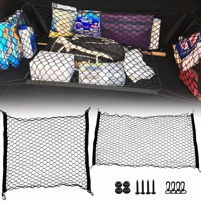 Car Nets Universal Car Trunk Storage Organizer Net Mesh Storage Bag Nylon Car Rear Cargo Net For A3 A4 A6 Q2 Q3 Q5 Q7 S3 S4 S5 S6 S7 Cargo Net (Flat net 70x70)