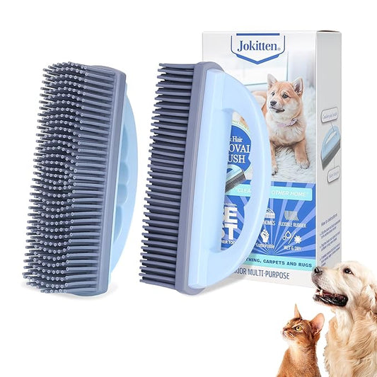 HOP Blue Rubber Pet Hair Removal Brush Soft Bristle Lint&Debris Remover for Clothes Sofa Furniture Pet Grooming Tool for Dogs and Cats Gentle Remove Loose Hair 6.38/16.2cm