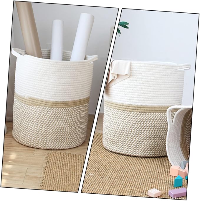 GANAZONO Pet Toy Storage Basket Rope Woven Organizer for Sundries Stylish Home Storage Bin for Toys Clothes and Blankets Versatile and Chic Design for Living Room Bedroom
