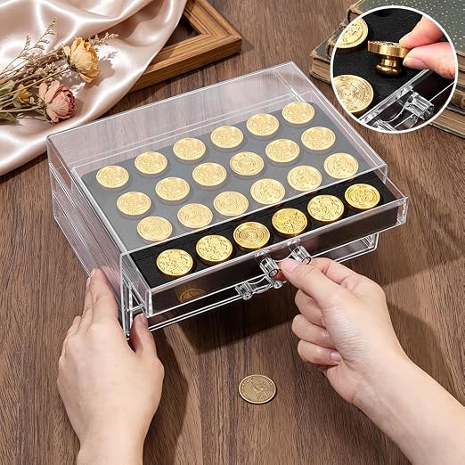 NBEADS 72-Slot Wax Seal Stamp Head Storage Organizer, PET Clear Stamp Case with 3 Drawers Wax Seal Stamp Heads Storage Case Great Tool with EVA Foam Pad for Sealing Stamps, 8.43x6.03x3.48inch
