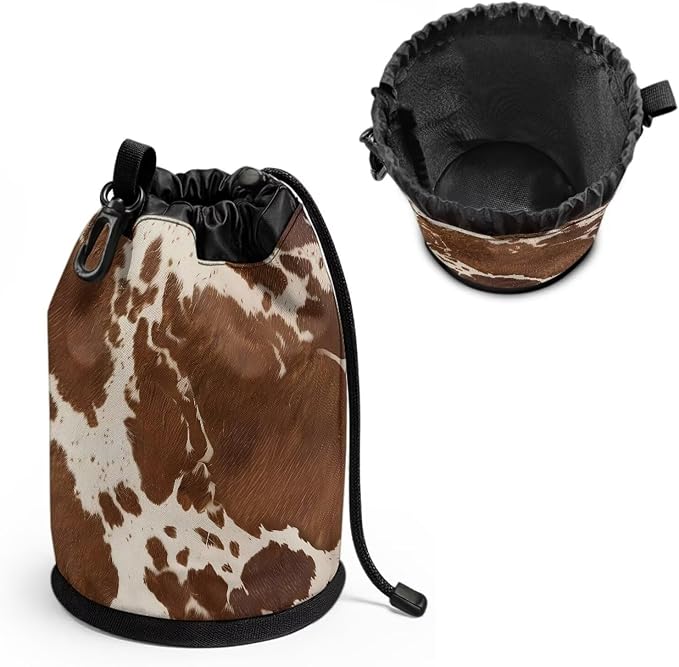 Cow Print Clothespin Bag with Hanging Hook for Clothesline Outdoor Summer Laundry Clothes Pin Holder Portable Pin Storage Organizer for Home Balcony Travel