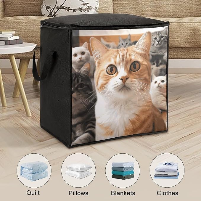 Funny Pet Cat Storage Bags with Reinforced Handles,Moving Bag with Zipper,Closet Organizers,Compression Packing Cubes