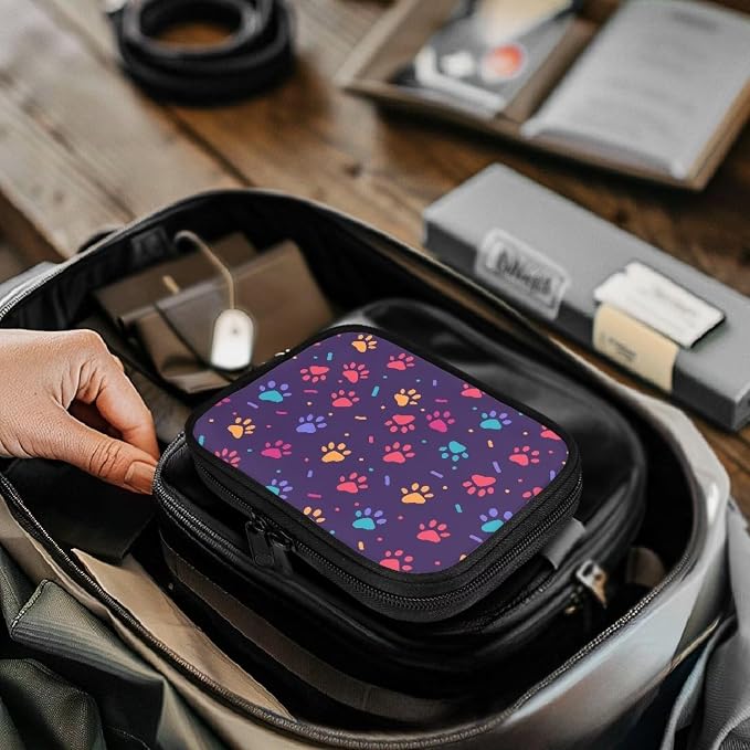 Colorful Dog Paw Print Pet First Aid Kit for Dogs Travel Pet Emergency Kit Hiking Empty First Aid Bag Small Medical Bag Organizer Cute First Aid Pouch with Zipper