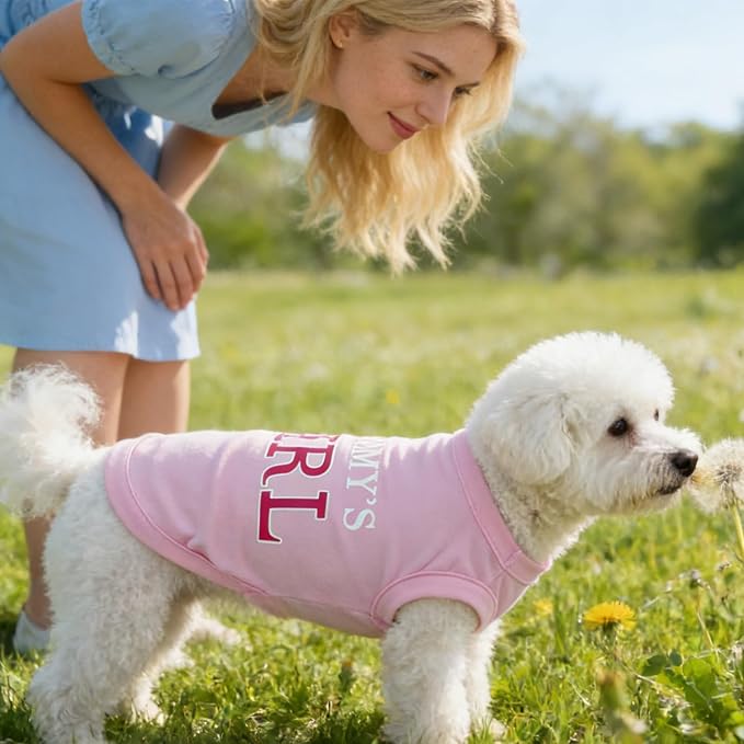 BINGPET Mommy's Girl Dog Shirts,Soft Cotton Puppy Tshirt,Breathable Lightweight Dog Costumes Tank Top Vest,Machine Washable Stretchy Clothes for Small Medium Large Dogs Boy Girl (L)