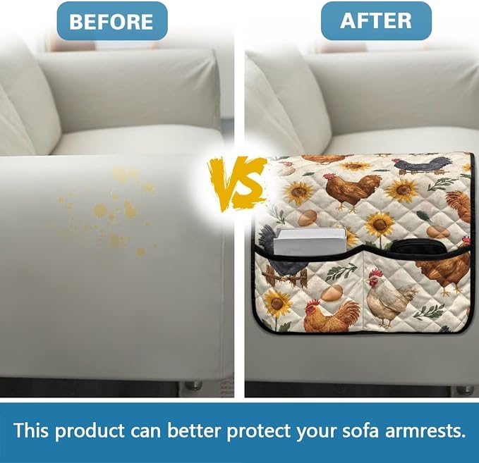 Rooster Sofa Arm Covers for Couch Stretch Armrest Covers Easy to Clean Armchair Cover Sofa Armchair Slipcovers Recliner SofaArm Protector