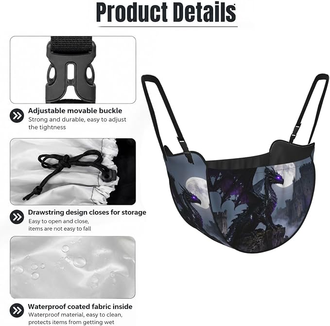 Black dragon pattern Car Seat Organizer-Backseat Storage Bag for Travel | Waterproof Durable. Holds Snacks Gear Essentials. Fits Most Cars.