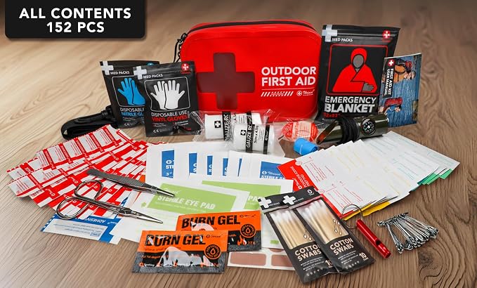 152 PCS Waterproof First Aid Kit, Small Medical Outdoor Boat Safety Dry Bag