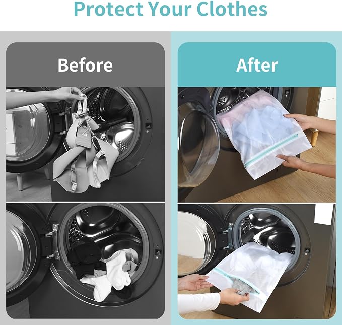OTraki 12x16 Inch Mesh Laundry Bag 2 Pack Small Lingerie Sock Bag Washing Machine Soft Fine Mesh Zipper Laundry Bra Underwear Wash Bag for Home Travel Don't Drying, Melting 140-176℉ White | Washing Machine Soft Fine Mesh Zipper Laundry Bra Underwear Wa...