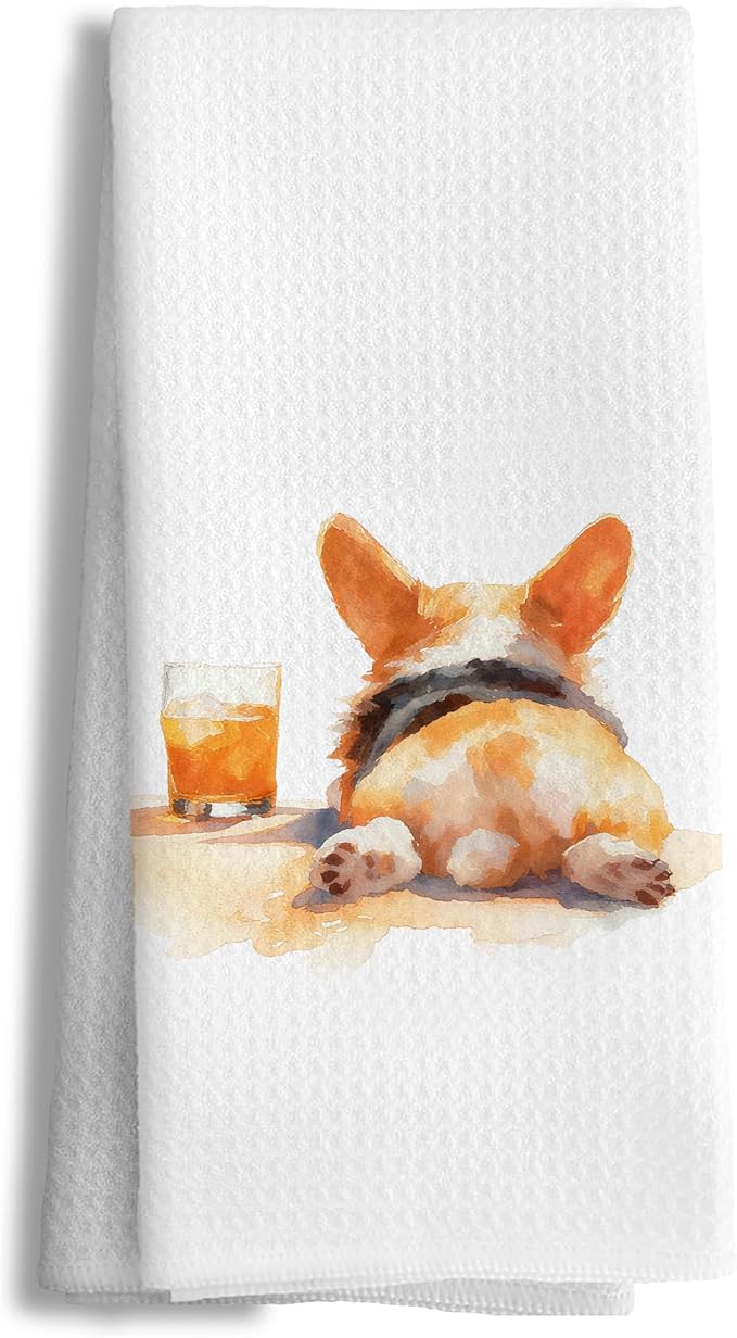 efgthyjdh073 Funny Corgi Kitchen Towels Decorative, Corgi Butt Gifts Hand Tea Towels for Kitchen Bar Cart, Dog Lover Mom Gifts Dish Towel Dishcloth, 16x24 Inch