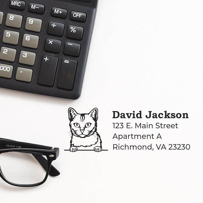 Burmilla Duo, Burmilla Cat Address Stamp for Mail, Cat Mail Hand Stamp for Crafters, Artisan Custom Return Address for Home Office