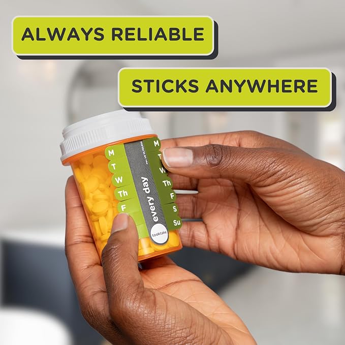 TOOKTAKE Daily Tracking Stickers for Vitamins & Medication in Any Form,Vitamin Organizer,Easy Pill Tracker,Daily Pill Organizer,Medicine Organizer,Weekly Pill Box,7 Day Week, AM/PM,Day & Night